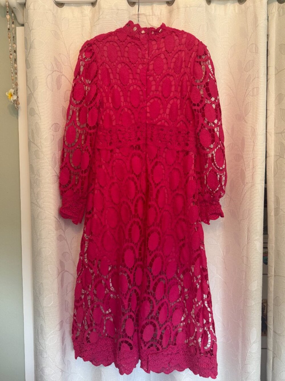 Pink Lace Midi Dress Size M-L - Picture 2 of 9